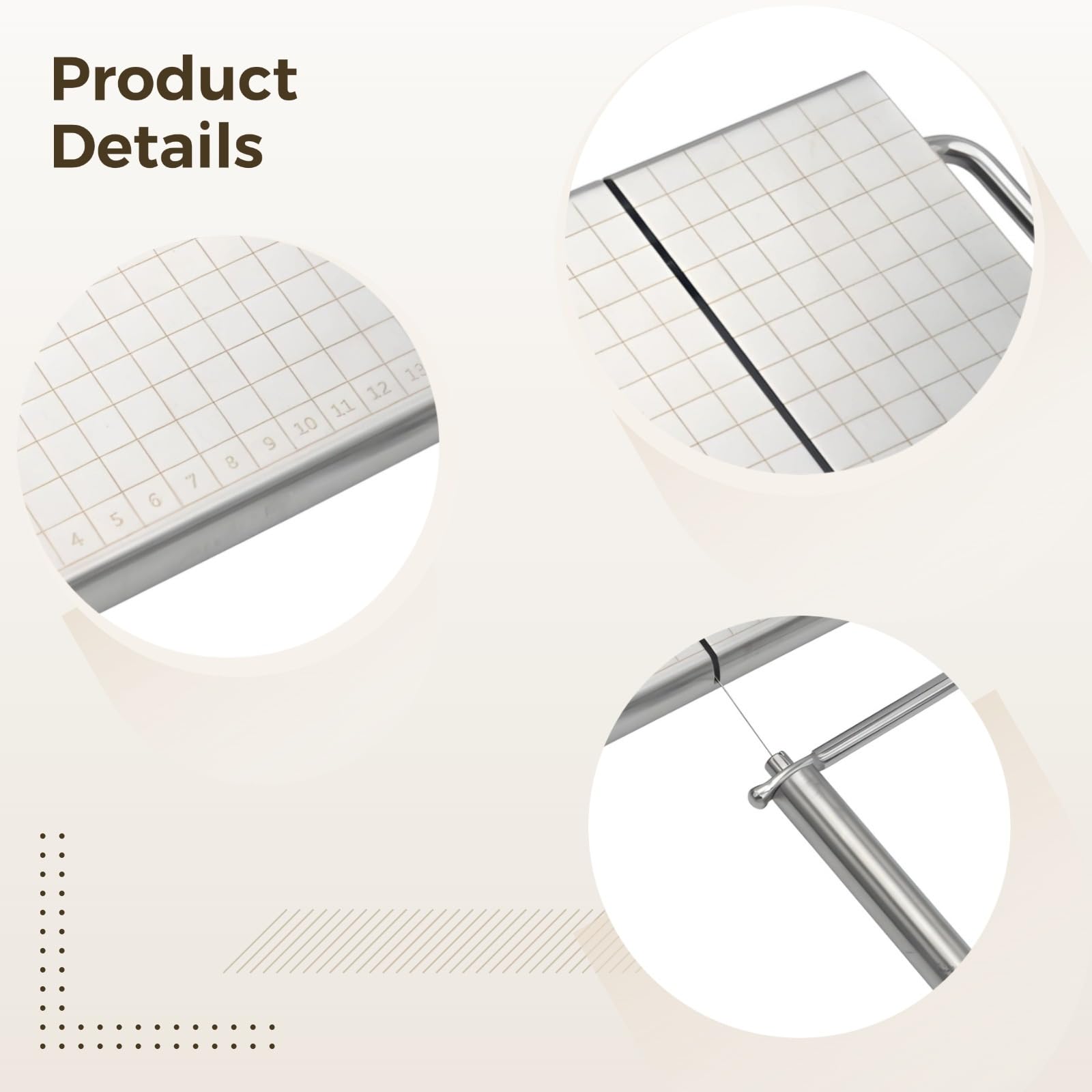 Stainless Steel Cheese Slicer for Block Cheese, Wire Slicers for Exact Cuts, Ergonomic Grip, Ideal for Cheese, Butter, Ham, Soft Fruits