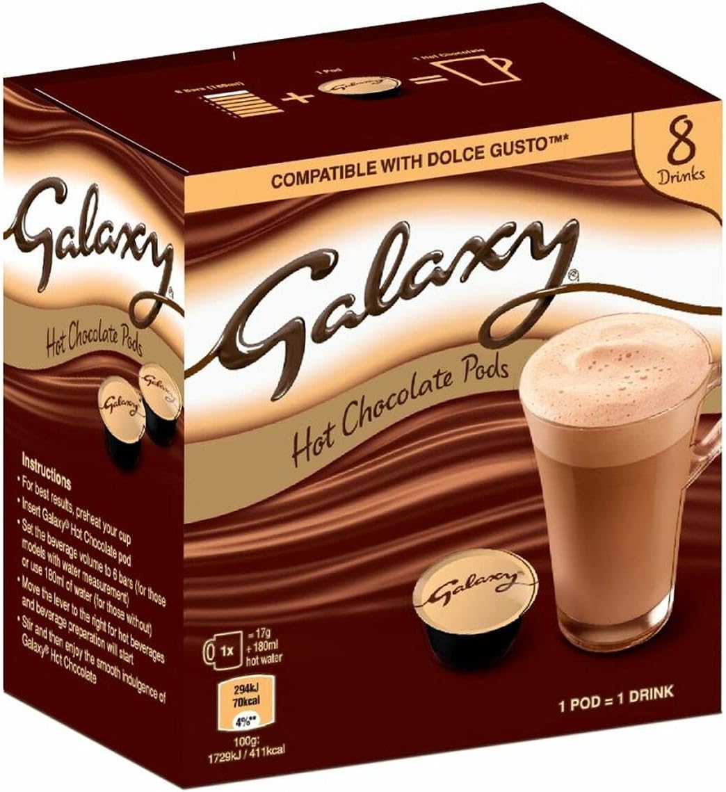 Galaxy Hot Chocolate - Dolce Gusto Compatible Pods - Value Bulk Box 8 Pods