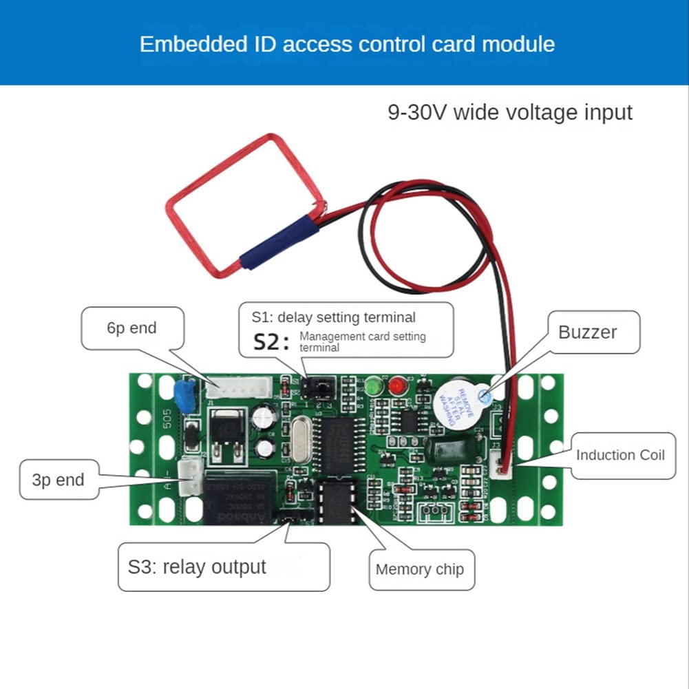 Module de Contrôle Intégré RFID Intercom Access Ascenseur Contrôle D'Accès 9-30V DC Power Access Controller Module ID Module