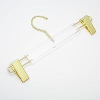 Vista 8 de HomeCube USA - Perchas de acrílico transparente con ganchos y clips dorados, colgador de falda resistente para armario, elegante colgador de Pantalón