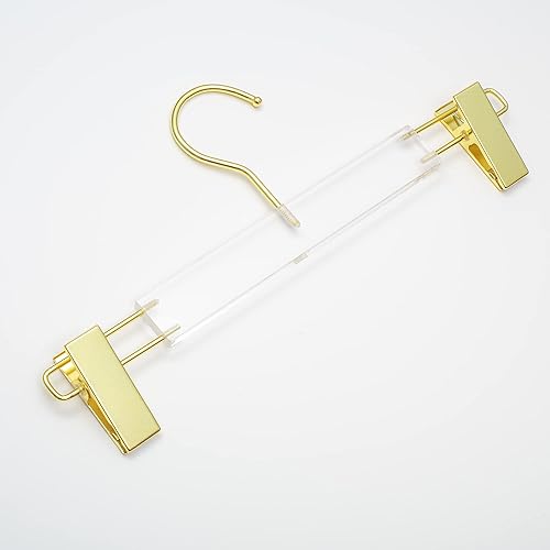 Miniatura 3 de HomeCube USA - Elegantes perchas de acrílico transparente con gancho dorado, colgador de ropa resistente de 13 pulgadas para niños (5, colgador de