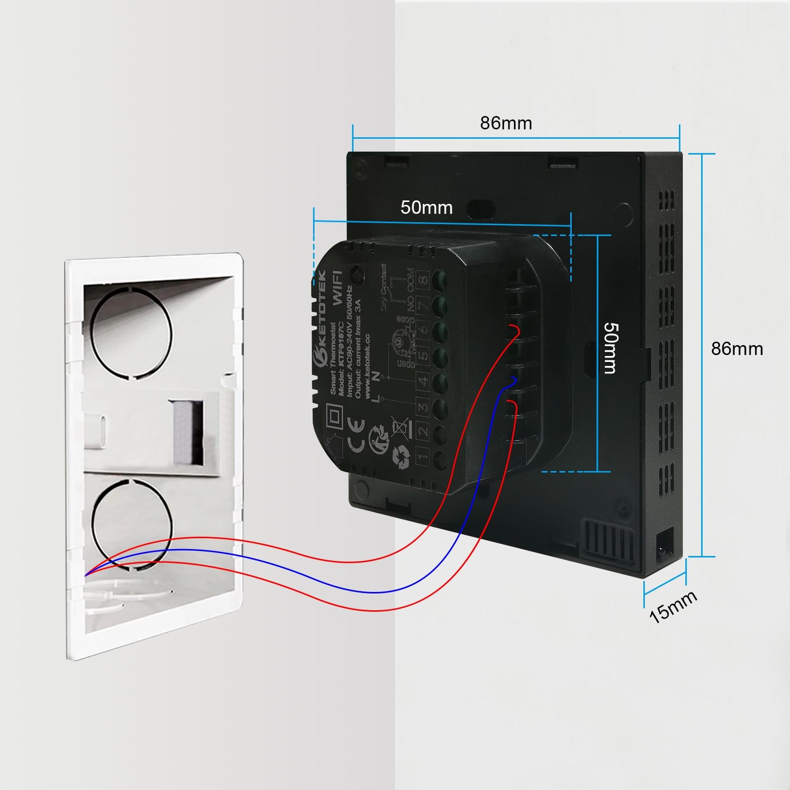 KETOTEK Termostato intelligente per riscaldamento a pavimento dell'acqua e caldaia a gas, Smart Life/Tuya WiFi, termostato programmabile digitale, compatibile con Alexa
