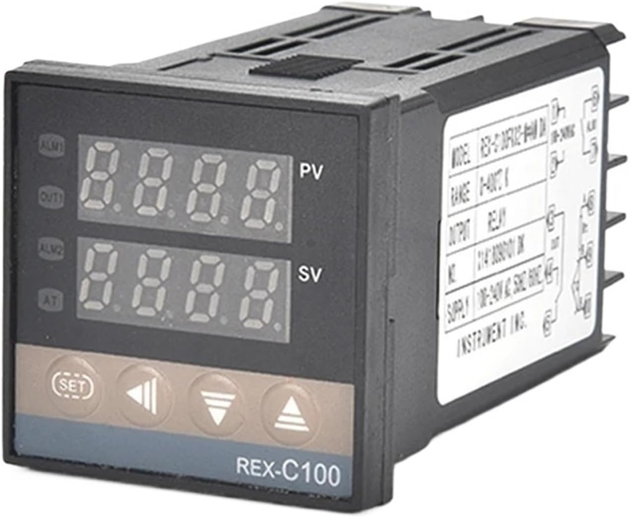 REX-C100 PT100 Digital Temperature Controller Thermostat SSR Output 40DA SSR Relay Aluminum Radiator Heat Sink 1m Resistance(Set 4)