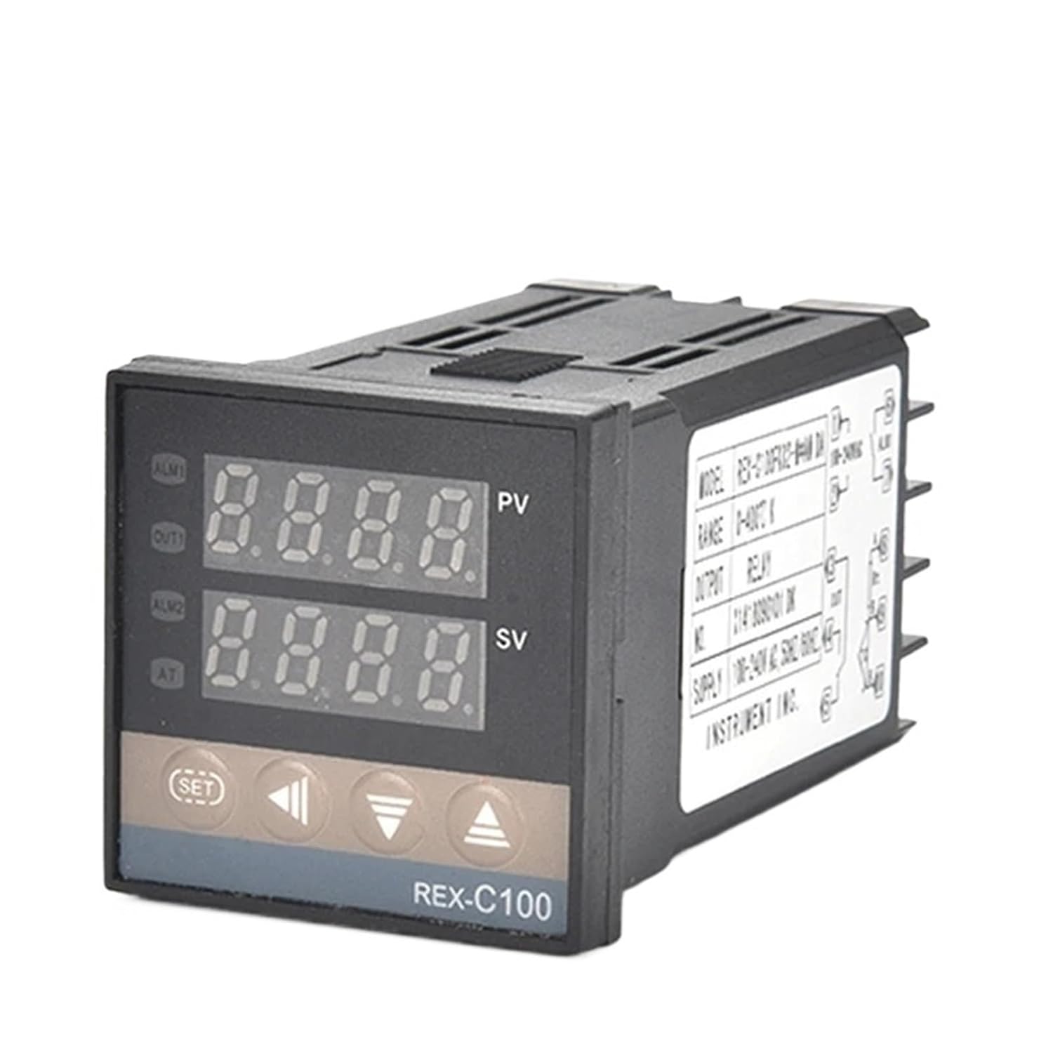 REX-C100 Digital PID Temperature Controller Thermostat 40DA SSR Relay K/J Screw M6 1M Thermocouple Probe Heat Sink Set(REX-C100 K SSR)