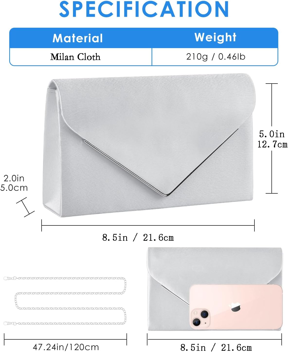 TINDTOP Evening Clutch Purses for Women Handbags for Formal Wedding Party Cocktail Prom Crossbody Shoulder Envelope Bag | for Formal Wedding, Party, Cocktail, Prom, for Formal Wedding, Party - Image 4