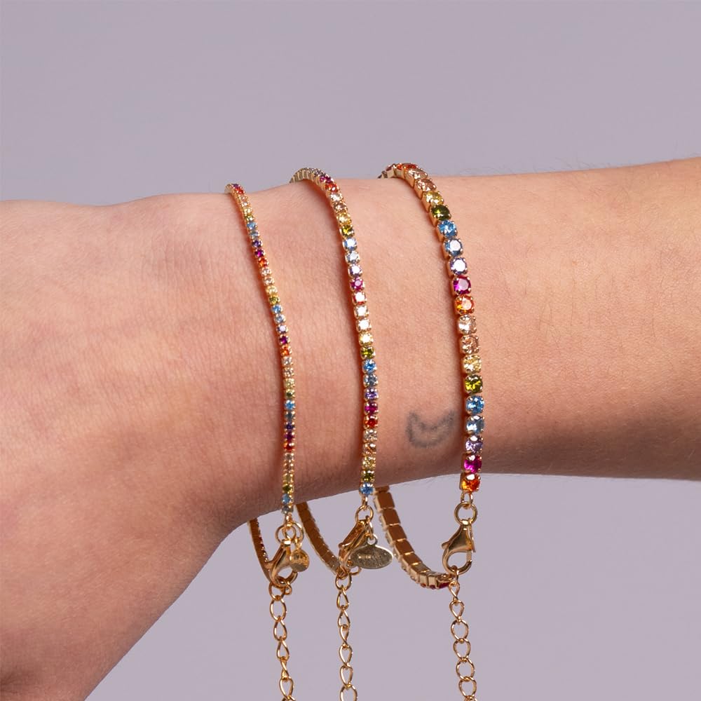 Tennisarmband aus 925er Sterlingsilber mit 5A Zirkonia, eleganter verstellbarer Damenschmuck - raffinierte Geschenkidee mit luxuriöser Verpackung - Made in Italy Qualität