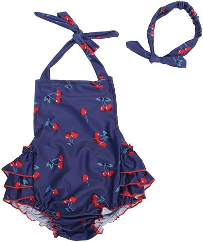 Trajes de baño con diseño de cereza para bebé niña de 0 a 4 años
