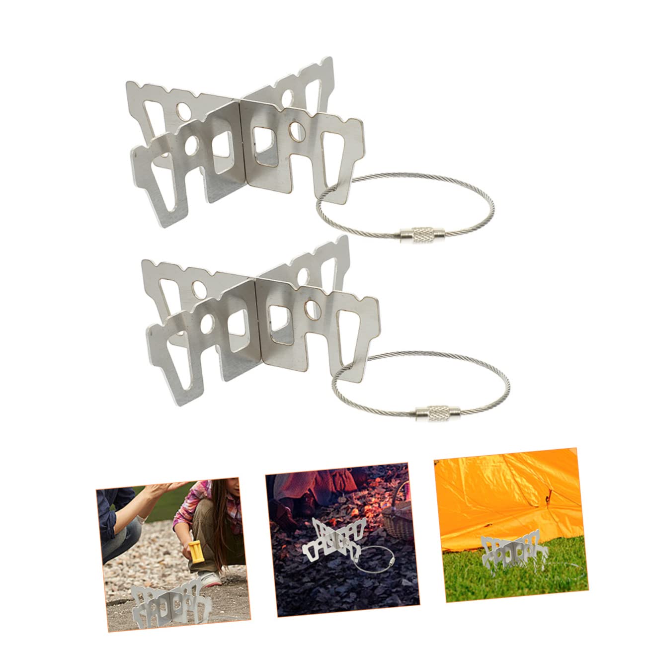 BESPORTBLE 4sets Edelstahl Camping Herd Stand Unterstützung Halterung Für Alkohol Solide Reise Getriebe 2 Stücke * 4