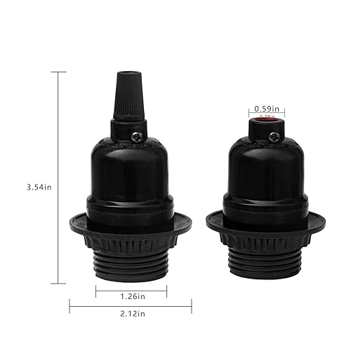 Miniatura 2 de atiyoc Enchufe de luz negra, configuración de encendido y apagado de la perilla de 2 vías, base E26, tornillo estándar resistente al calor, colgante