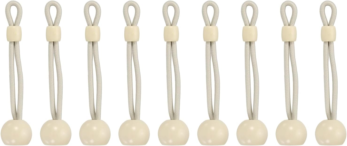 uxcell 10 Pcs Ball Bungee Cords, 3 Inch Universal Roller Shade Tie Downs Cords Weather Resistance for Camping Indoor/Outdoor Sunshade, Exterior Blinds, Sun Shades, Beige