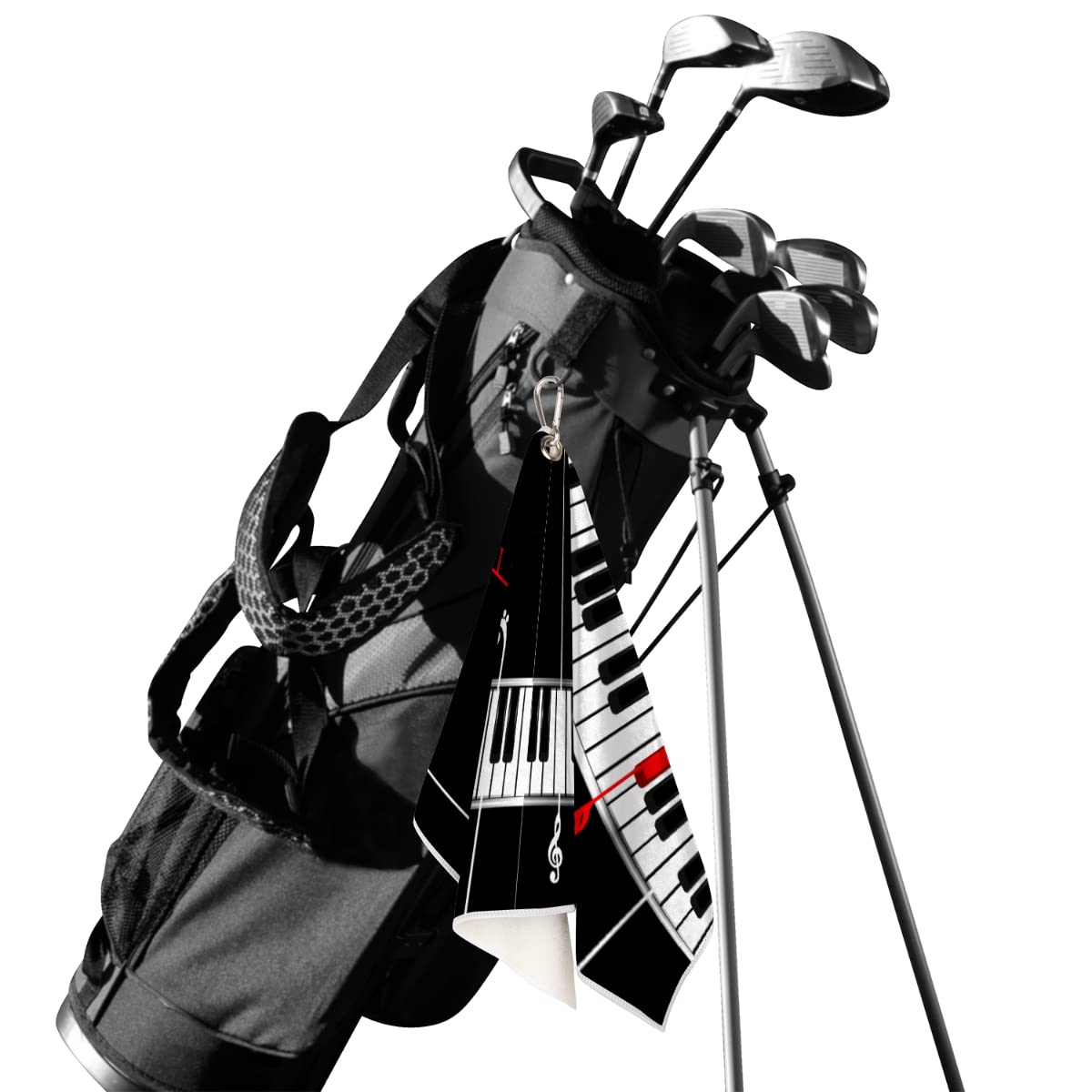 Piano Theme Golf Towel Microfiber Club Cleaner with Carabiner Clip Water Absorption Quick Dry Golf Towels for Women Men Golf Accessories 15 X 24 Inch