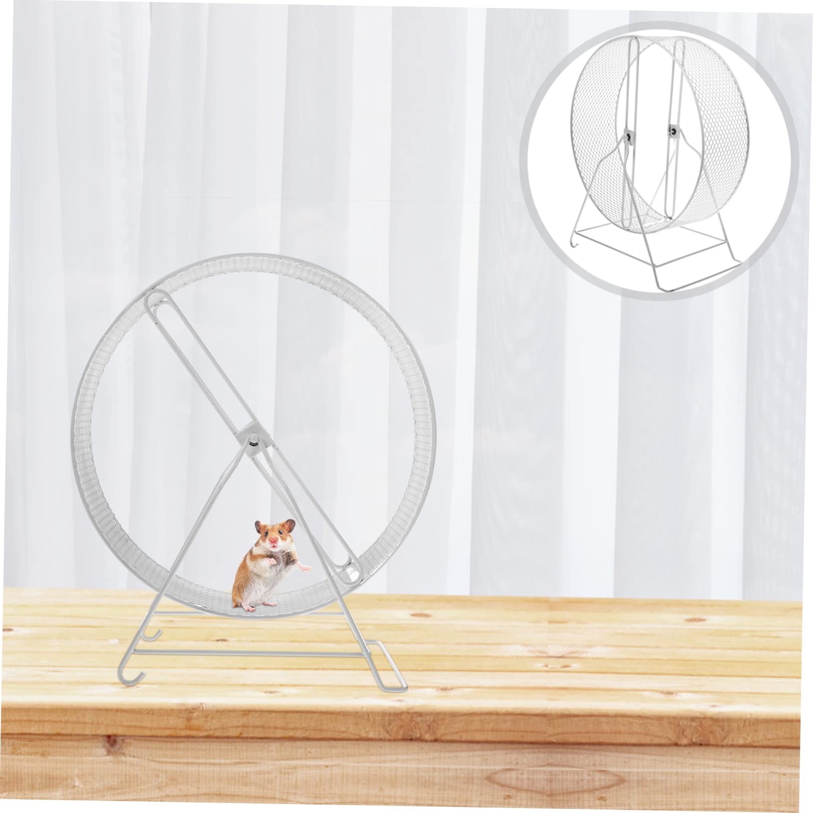 ABOOFAN Rueda De Ejercicio Silenciosa para Hámster, Rueda De Chinchilla De Hierro Blanco, Diámetro 32 Cm, Juguete para Pequeños Roedores, Uso Jaulas para Mascotas Pequeñas