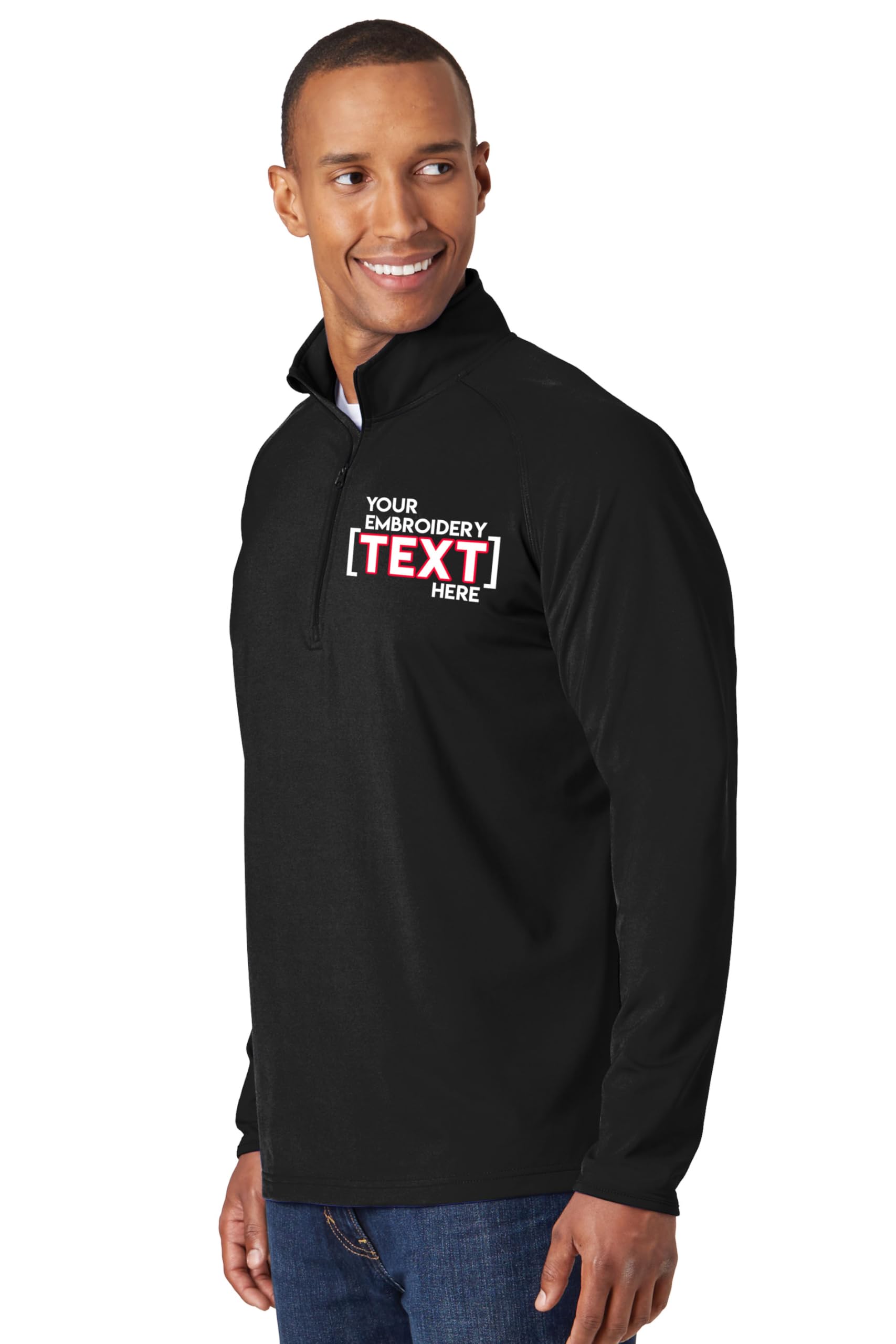 Custom Embroidered Jackets for Women & Men - Add Your Text - Lightweight Embroidery Half Zip Pullover-image-29