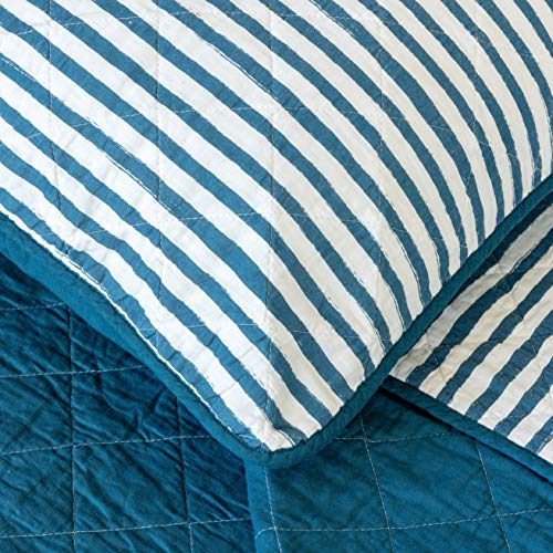 Refinery29 | Harley Bedding Collection | Luxury 100% Cotton Premium Ultra Soft Quilt Coverlet, Lightweight Comfortable 4 Piece Set, Modern Design For Home Hotel Décor (Full/Queen, Blue) #TOP3