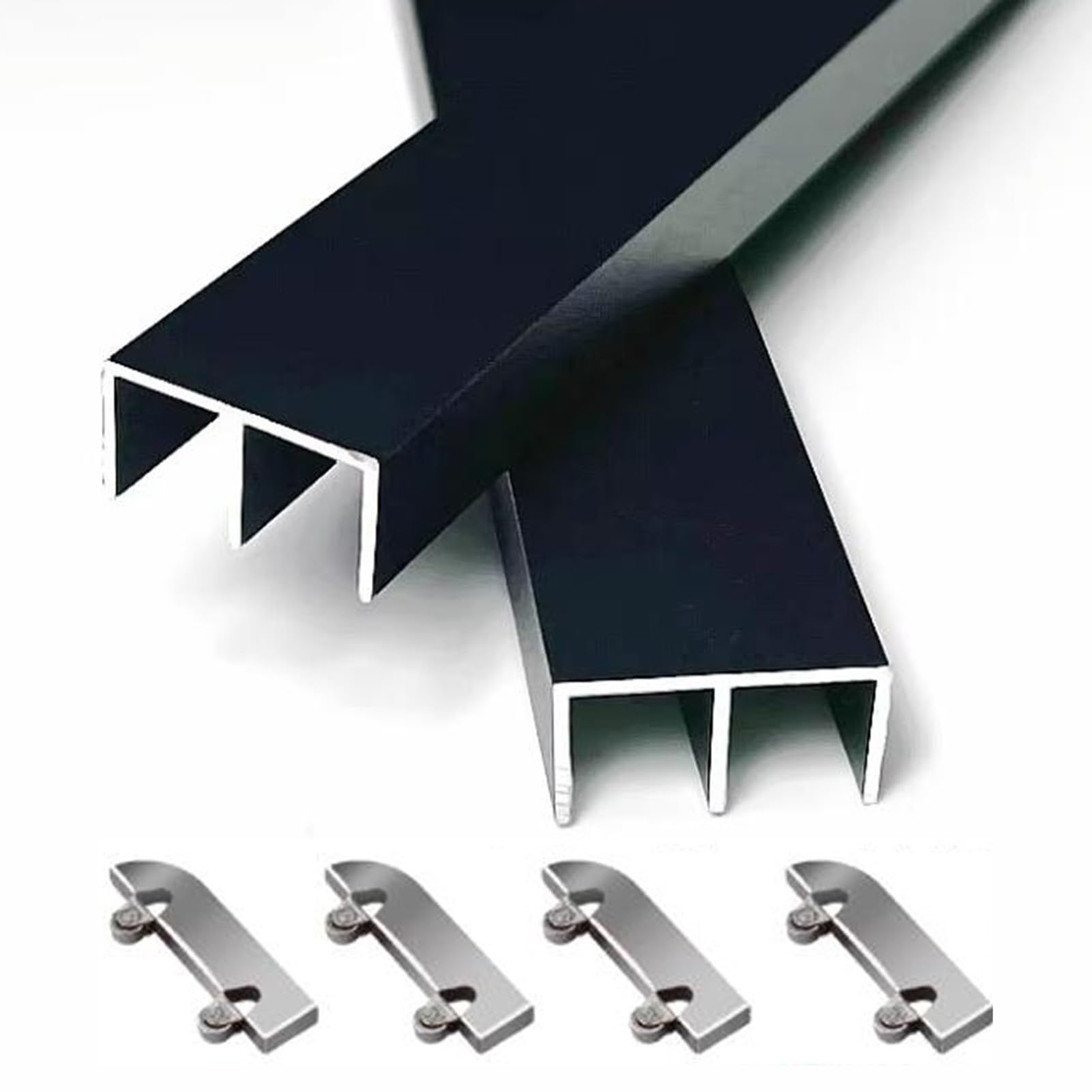 Rail porte coulissante verre kit quincaillerie pour vitrine de salon