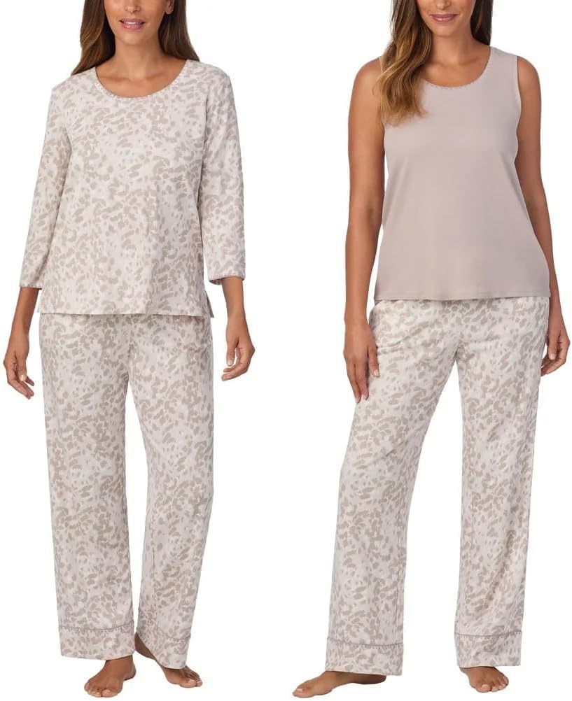 Carole Hochman Midnight Women’s 3-Piece Lightweight Cotton Pajama Set with Pockets