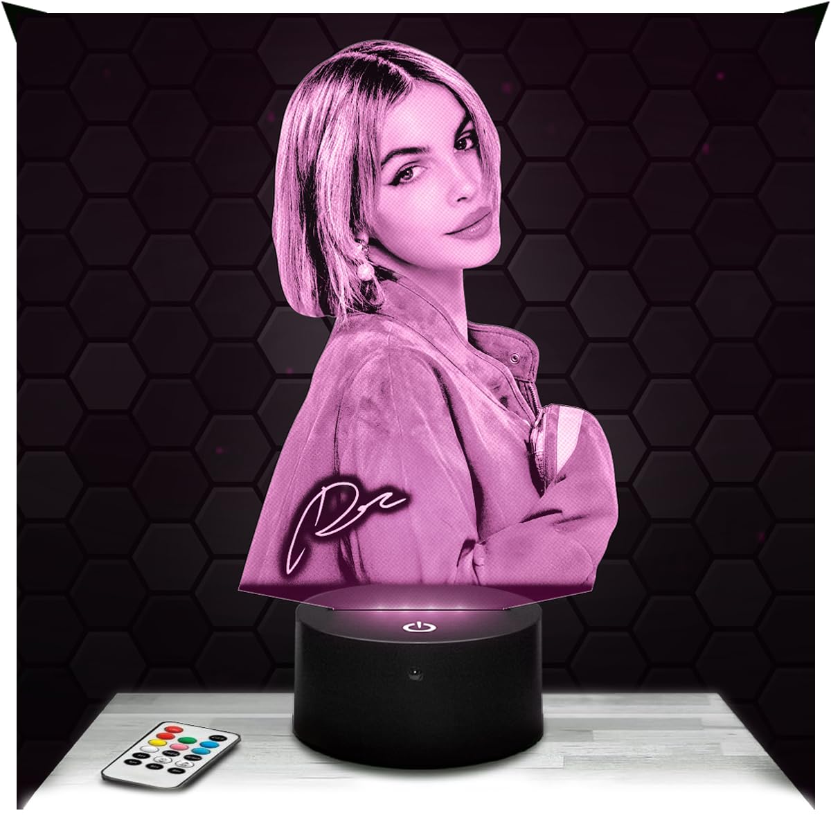 Lampephoto.fr - 3D Lamp Rose Villain Italian Singer, Touch LED Night Light, 3D Hologram Effect, Christmas Birthday Gift Idea for Men and Women, Bedroom Decoration Object