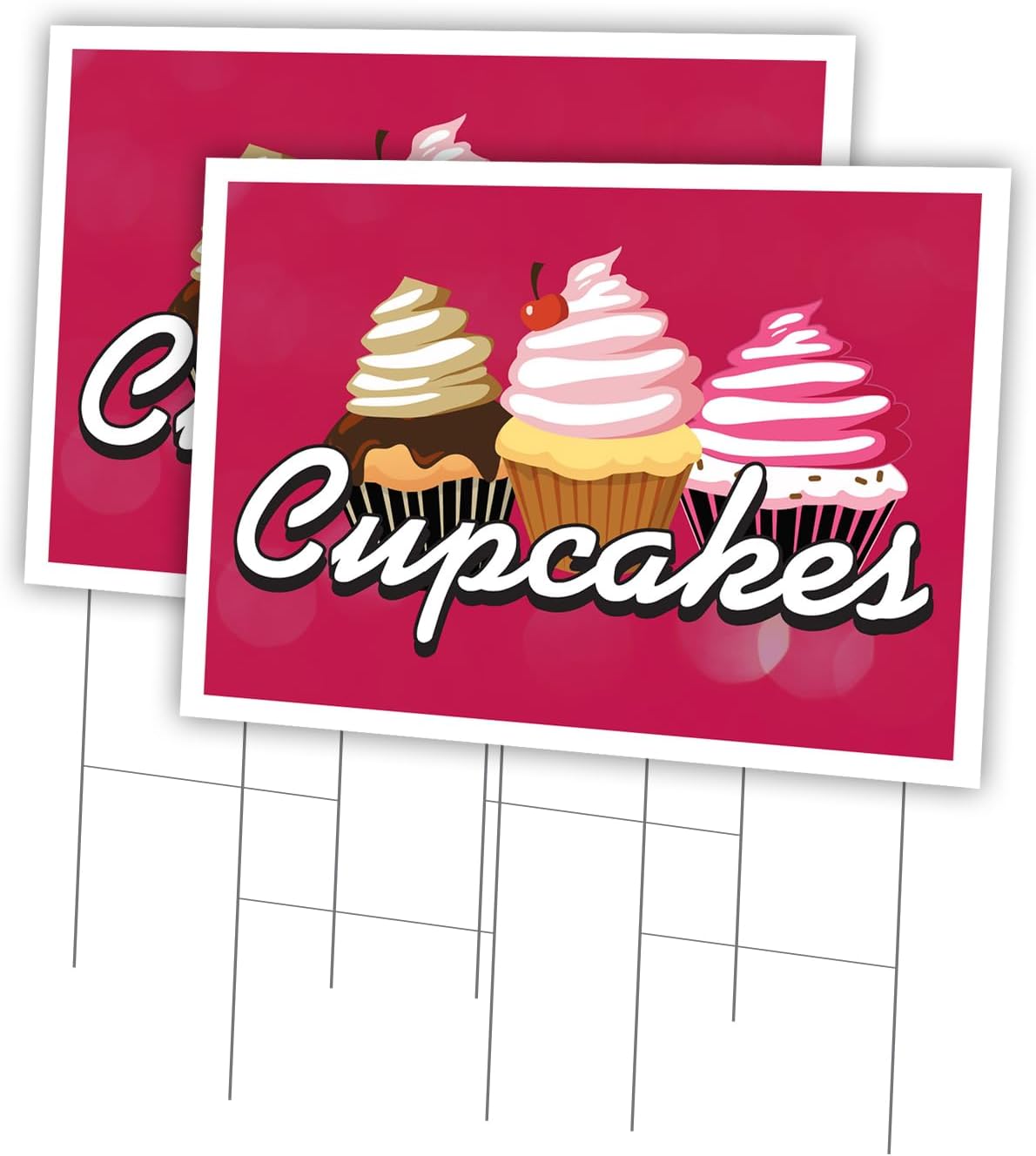 Cupcakes 12" X 16" Yard Sign & Stake | Advertise Your Business | Stake Included Double Sided Image | Made in The USA