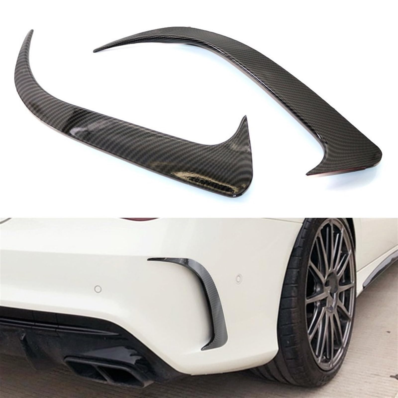 Piastra di flusso lato automobile Spoiler paraurti posteriore auto per presa d'aria laterale Canard per Mercedes per Benz W117 CLA 200 250 45 per AMG 2014-2018(Nero)
