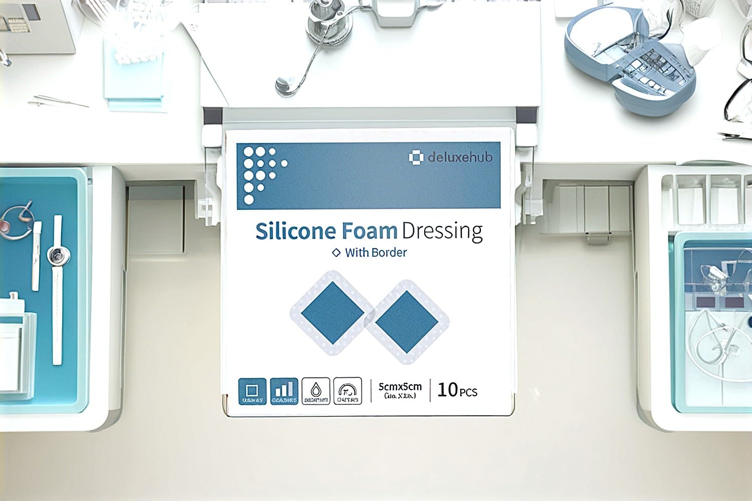 Silicone Foam Dressing with Adhesive Border, 2