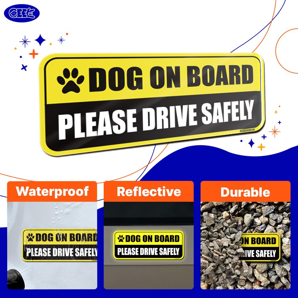 Magnete per auto con cane a bordo, tipo rettangolare (giallo/nero)