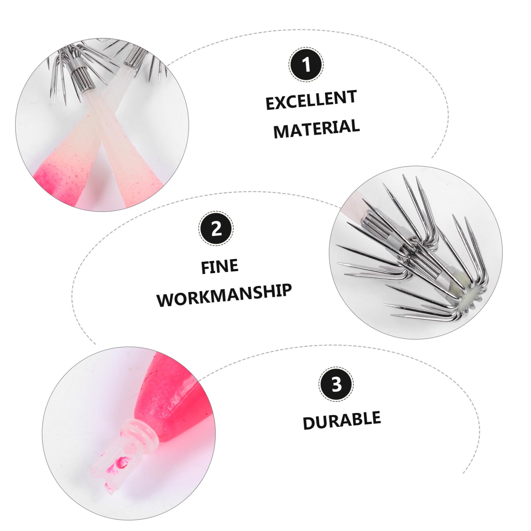 Toddmomy Crochet Lumineux Leurres De Pêche Crochets Appâts Attaquer Swimbait Hameçons À Double Calmar Appât Bionique pour Poissons Leurre De Pêche Bionique Gel De Silice Rose
