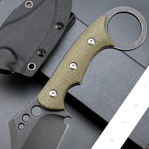 Miniatura 5 de Ccanku C1116 Cuchillo de hoja fija, hoja de acero D2+mango Micarta cuchillo de supervivencia al aire libre con fundas Kydex (verde)