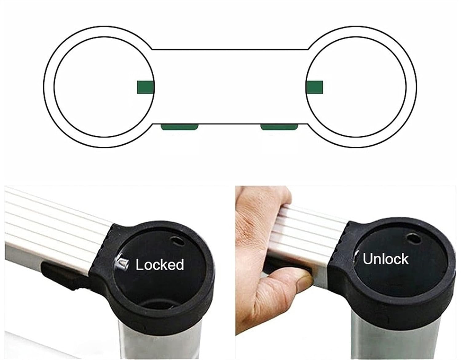 Telesladder Aluminum Telesfoldable Climb Ladders, Max Load, Adjustable Step, for Indoor,Outdoor,Office,Warehouse,Courtyard/1.8+1.8M/5.9+5.9Ft