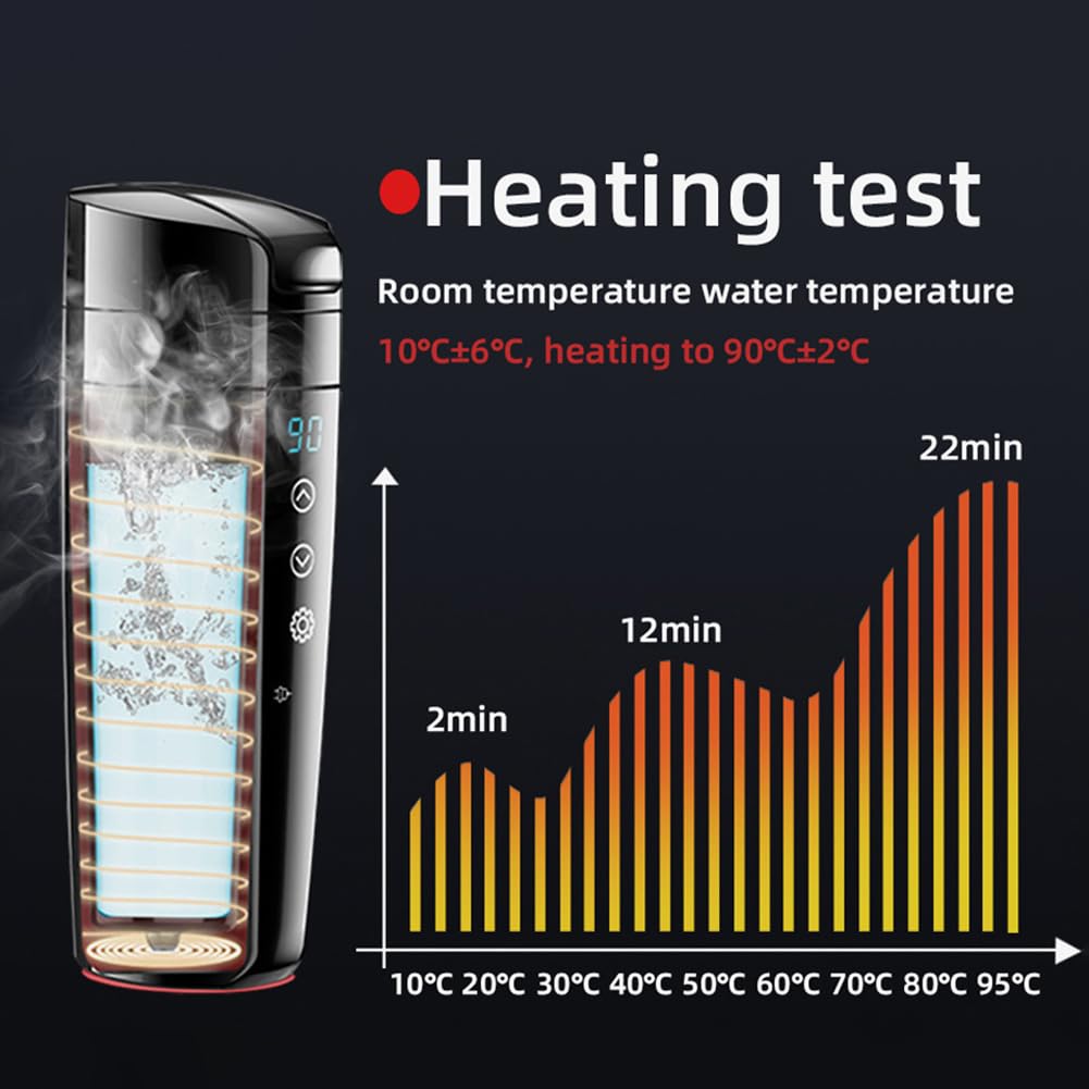 12V-24V Taza de café de viaje Calentador Pantalla LCD digital Taza inteligente con calefacción fora automóvil Control de temperatura inteligente Taza de agua eléctrica Pantalla táctil