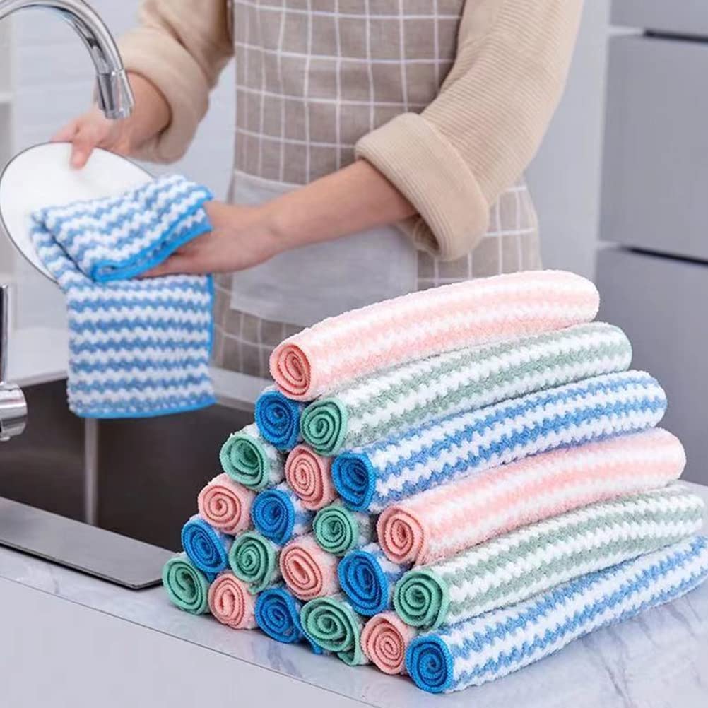 20 panni in microfibra corallo in tessuto non tessuto super assorbente, antigraffio, ad asciugatura rapida per la rimozione dell'olio, adatto per la pulizia delle stoviglie da cucina