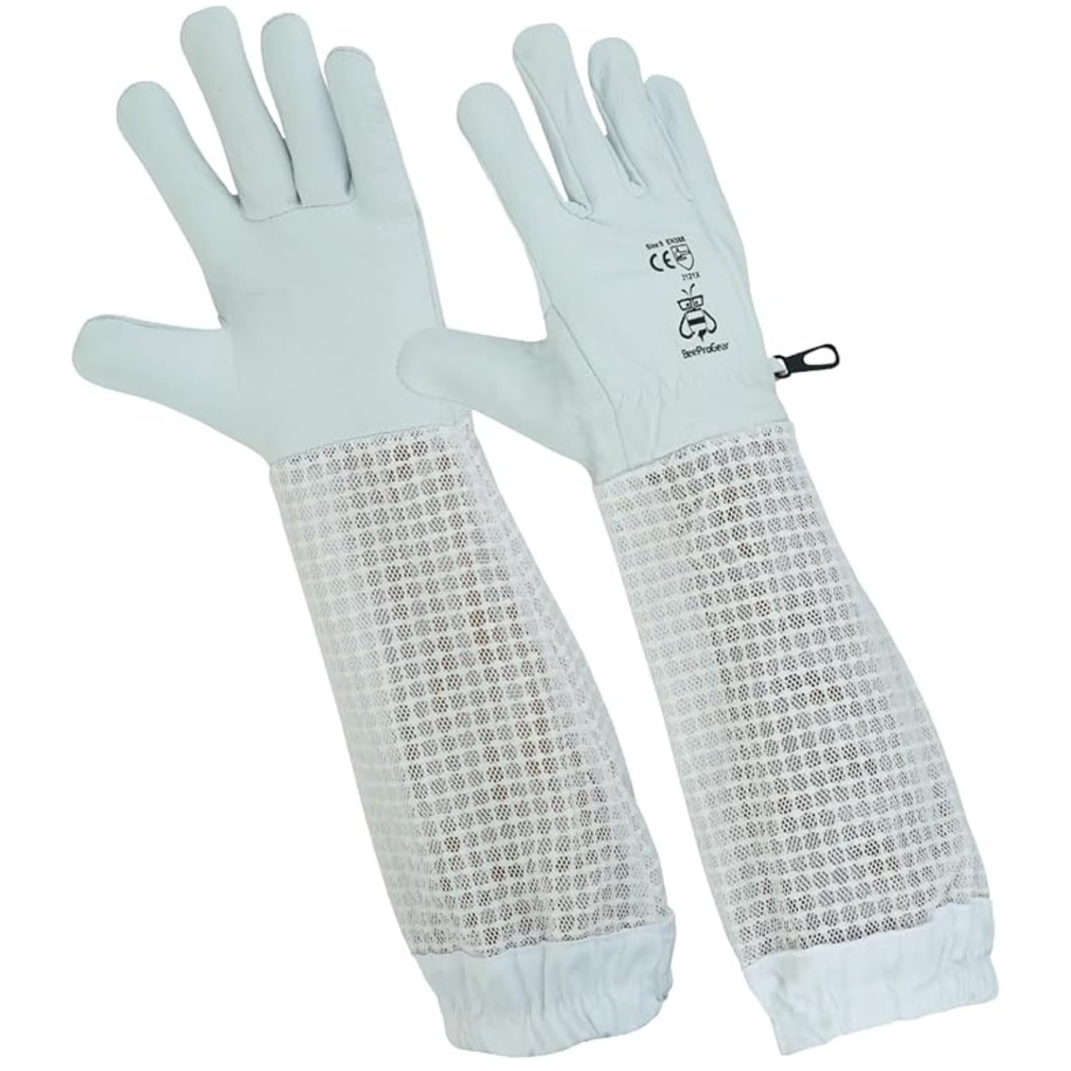 BeeProGear Beekeeping Gloves Goatskin Leather – Sting-Resistant Protective Beekeeper Gloves with Long Canvas Sleeve