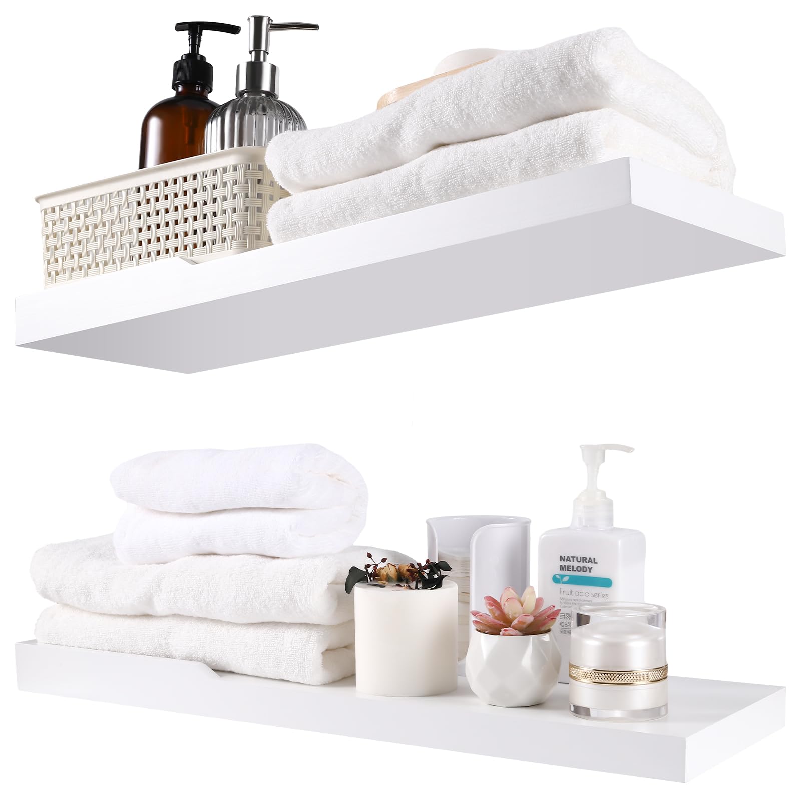 Photo 1 of **MINOR DAMAGE**READ NOTES**
 Solid Wood Floating Shelves Wall Shelf - Long Farmhouse Decor Shelves 22.8“ X 7.1“ White