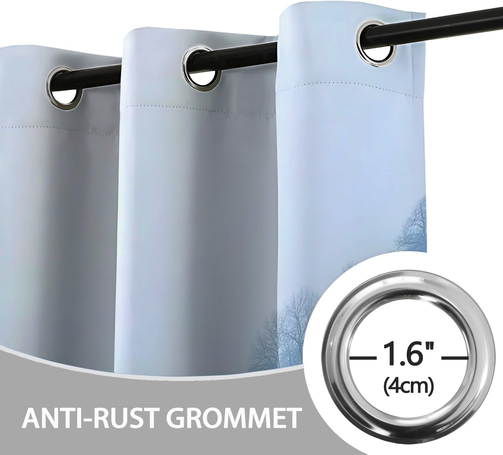 Generisch Grau 2er Set Verdunkelungsvorhänge mit Ösen, Gletscher-Bergrisse Blickdicht Thermo Isoliert Vorhänge für Wohnzimmer & Schlafzimmer, HxB 215 x 110 cm