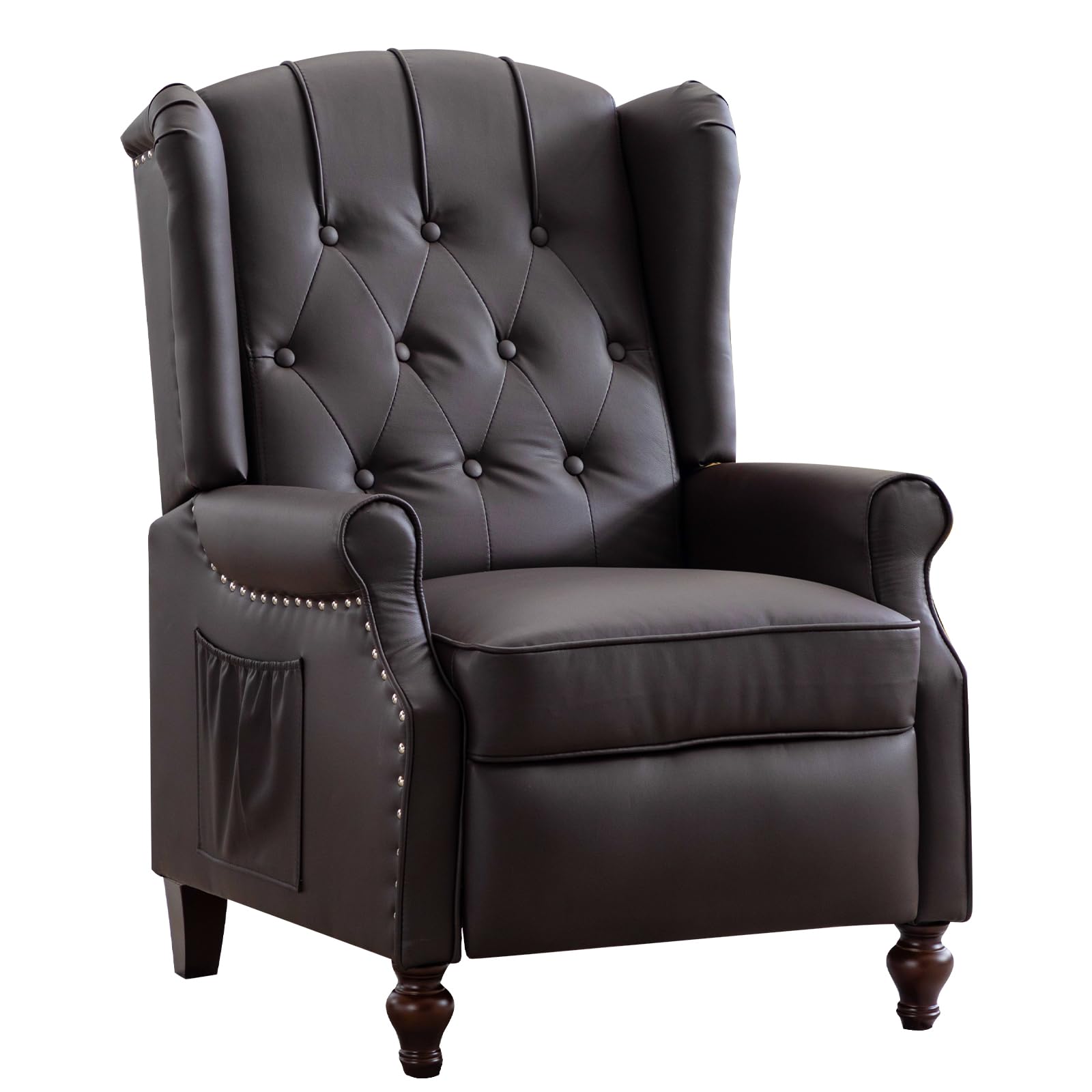 SAMERY Wingback Recliner Chair with Massage and Heat- Accent Chair Push Back Recliner Arm Chair, Modern Tufted Comfy Reclining Lounge Single Sofa Club Chair for Living Room, Office, Side Pockets
