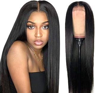 LUSH LOCKS® Hair Lace Front Wigs Human Hair Real Hair Straight Human Hair Wigs (Natural Black) #New (22 inch) Price In India