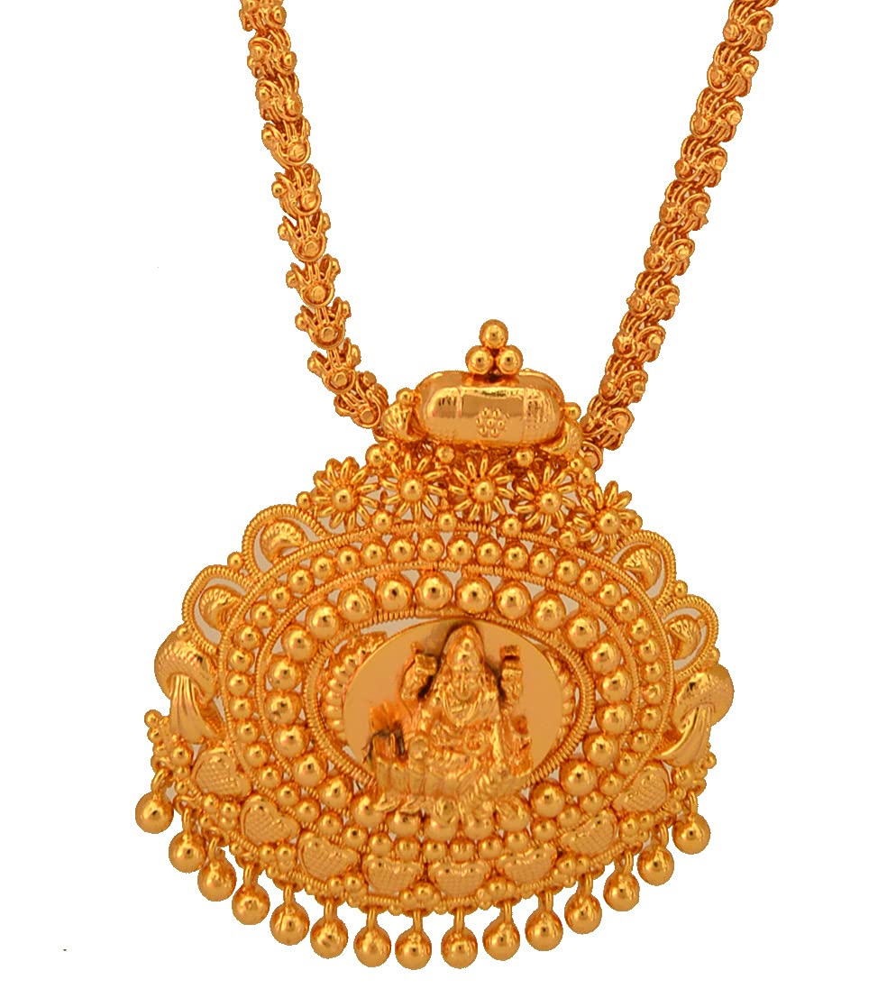 Radhas Creations Big pendant with chain NECKLACE Length 24 inches One Gram Gold Plated For Women and Girls (B083J1H8ZJ) Amazon Price History, Amazon Price Tracker