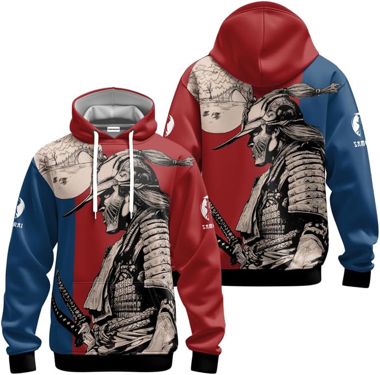 Samurai Men's Hoodie 3D Print Samurai Pullover Sweatshirts Unisex Long Sleeve Casual Hooded