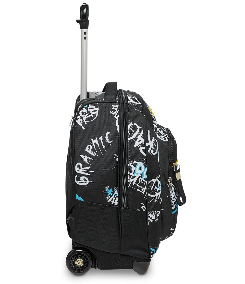 Trolley Seven, Abstract graffiti boy, Nero, 2 in 1 Zaino con Cross-Over System, Scuola & Viaggio