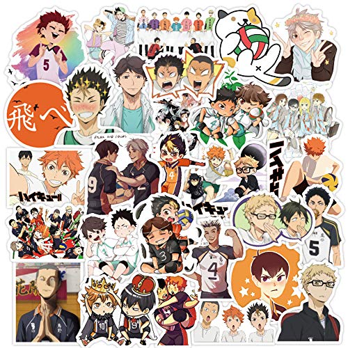 50 Pcs Cute Anime Waterproof Vinyl Stickers of Haikyuu,Cartoon Stickers Pack for Laptop Computer Water Bottles Hydroflasks Phone MacBook Luggage Bike Car, Decals for Kids Teens Boys Girls Toodlers.
