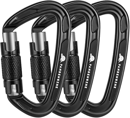 Mosquetones de escalada, 25KN (5620 libras) 3.9 pulgadas, mosquetón resistente, multiusos para aparejos, cuerdas, hamacas (paquete de 3)