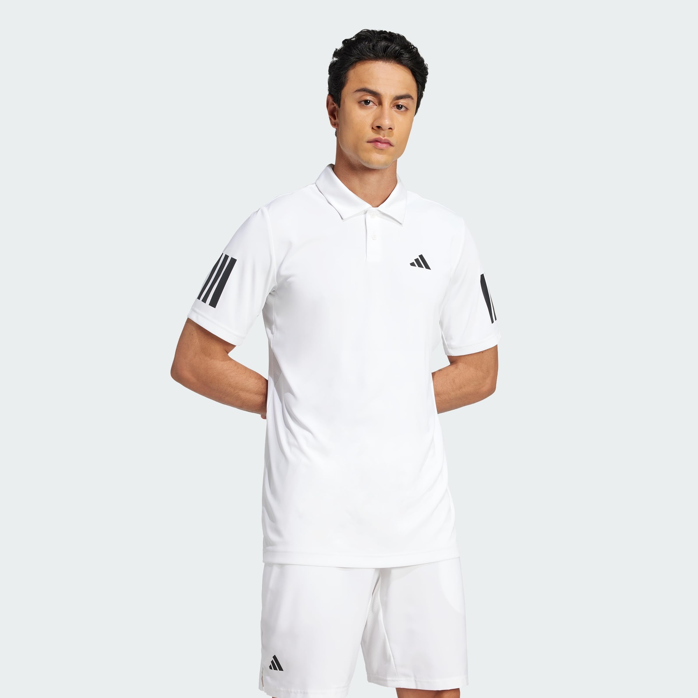 adidas Hombre Club Tennis 3-Stripes Polo Shirt, White, XL