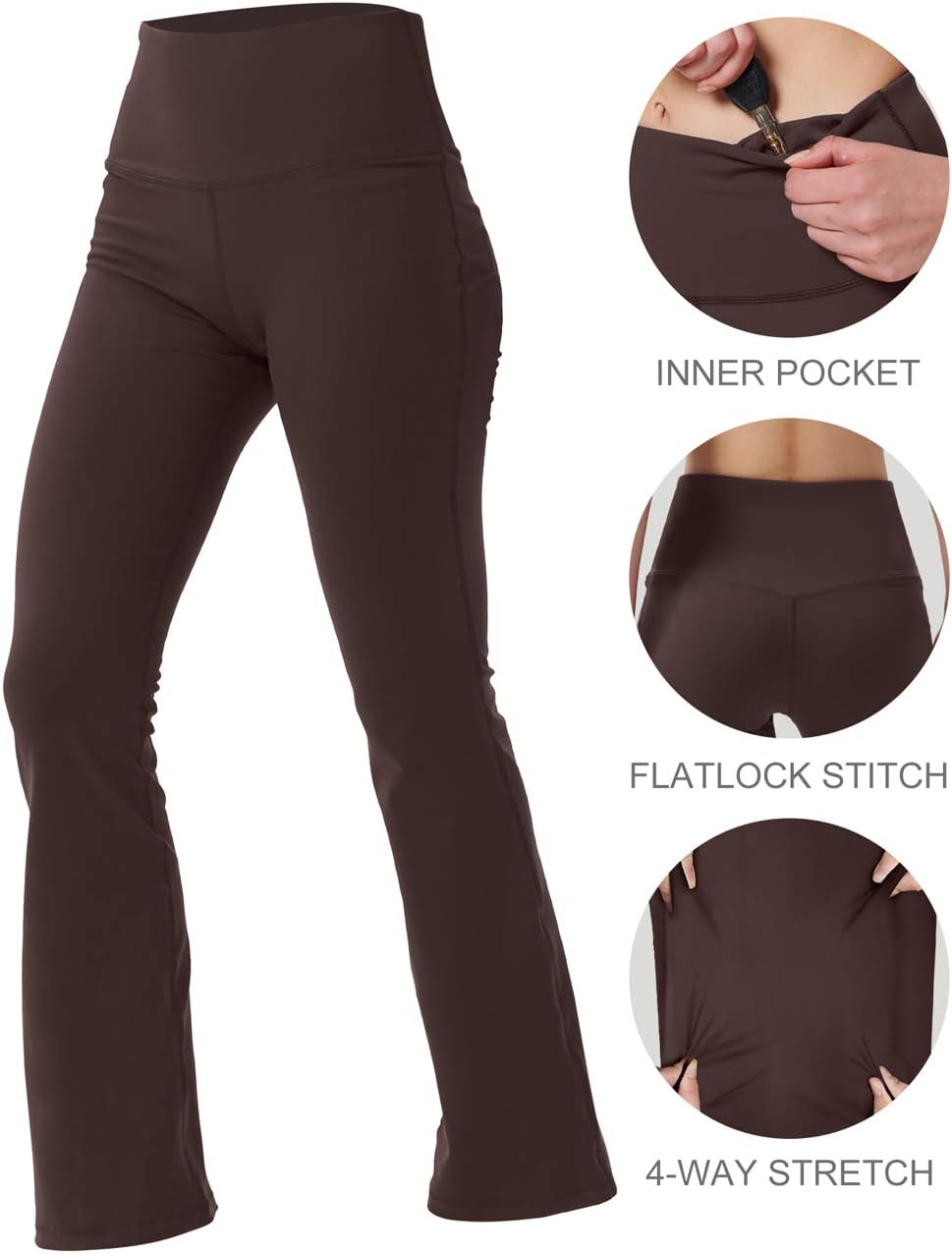 Bootcut Yoga Pants for Women with Hidden Pockets High Waist Workout Pants Tummy Control Dress Bootleg Work Pants