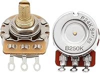 Vista 11 de FLEOR Potenciómetro de guitarra de eje dividido corto de 2 piezas A250K de 0.610 in, 24 líneas