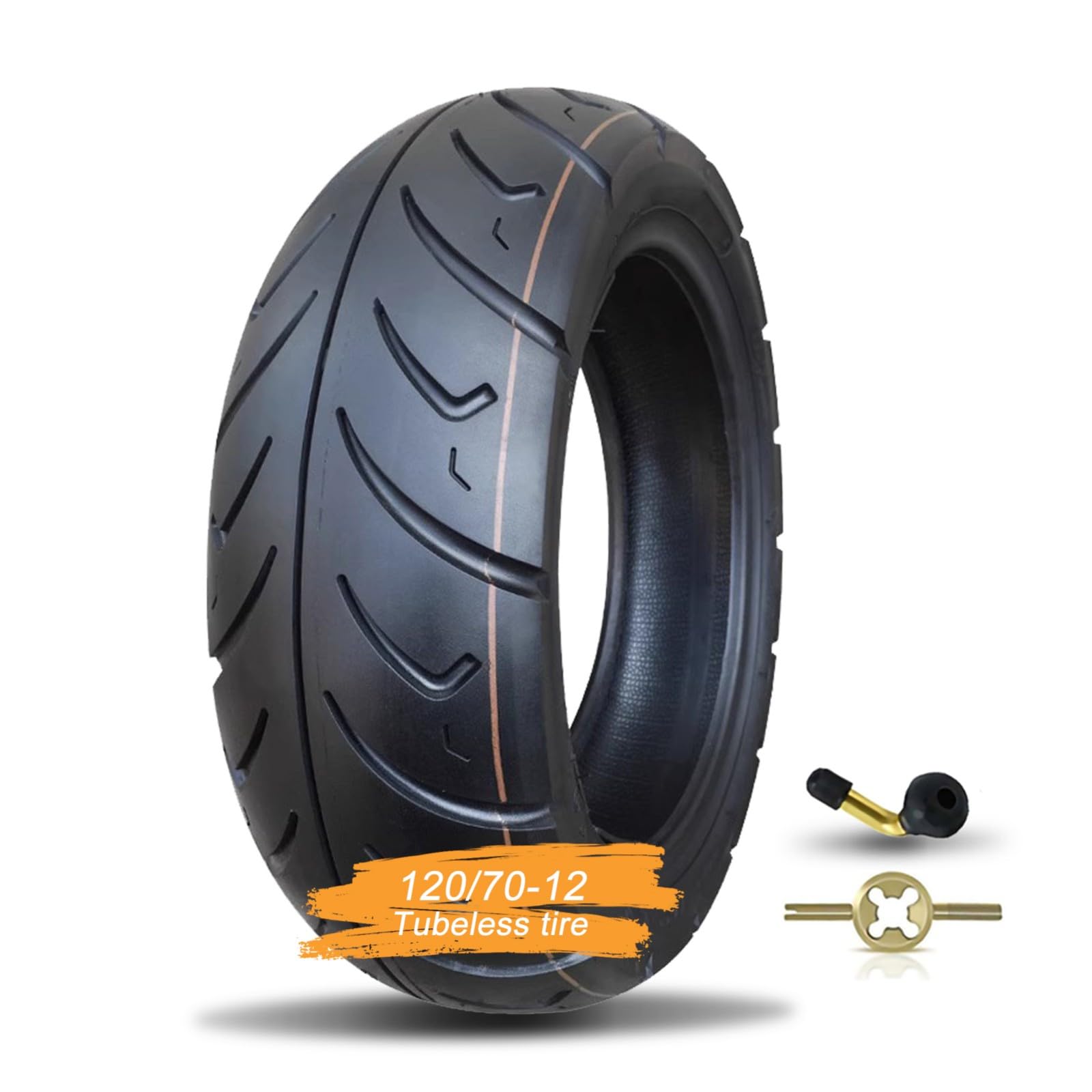 120/70-12 Neumático para scooter delantero/trasero, llanta sin cámara de 12 pulgadas, antideslizante, 6 P.R. 280 kPa, carga máxima de 224 kg, 58 J