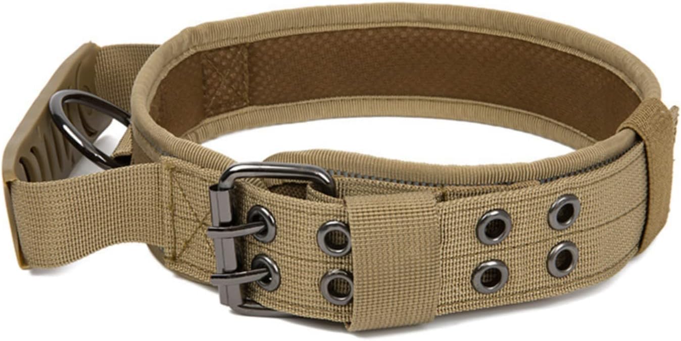 Collier militaire pour grand chien en nylon robuste de couleur marron taille XL