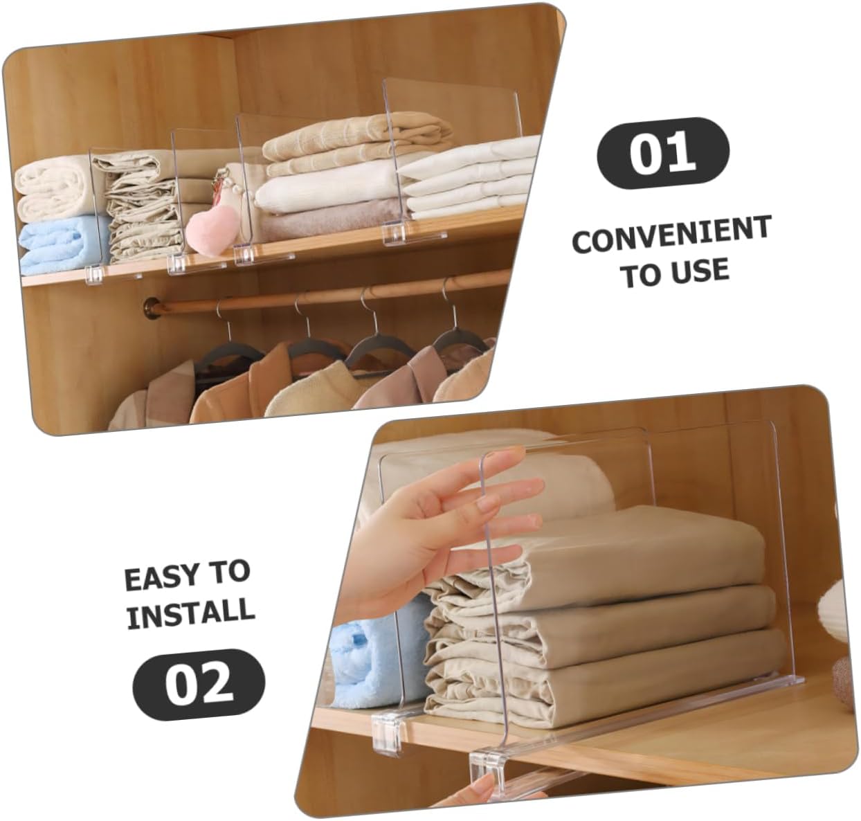 PRETYZOOM 6pcs Closet Shelves Dividers Wardrobe Clothes Separator for Bookshelf Easy Install