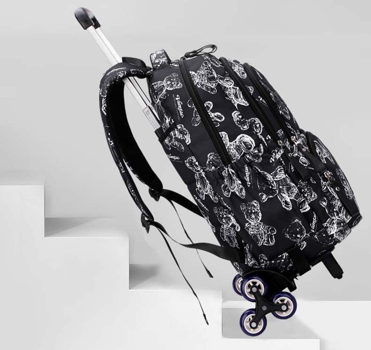 Zaino Scuola Trolley per Bambini Ragazzi,36L Zaino con 6 Ruote per Ragazzo Adolescenti 9-24 anni,Zainetto con Carrello Removibile,Zaini per Elementare e Medie per Viaggi