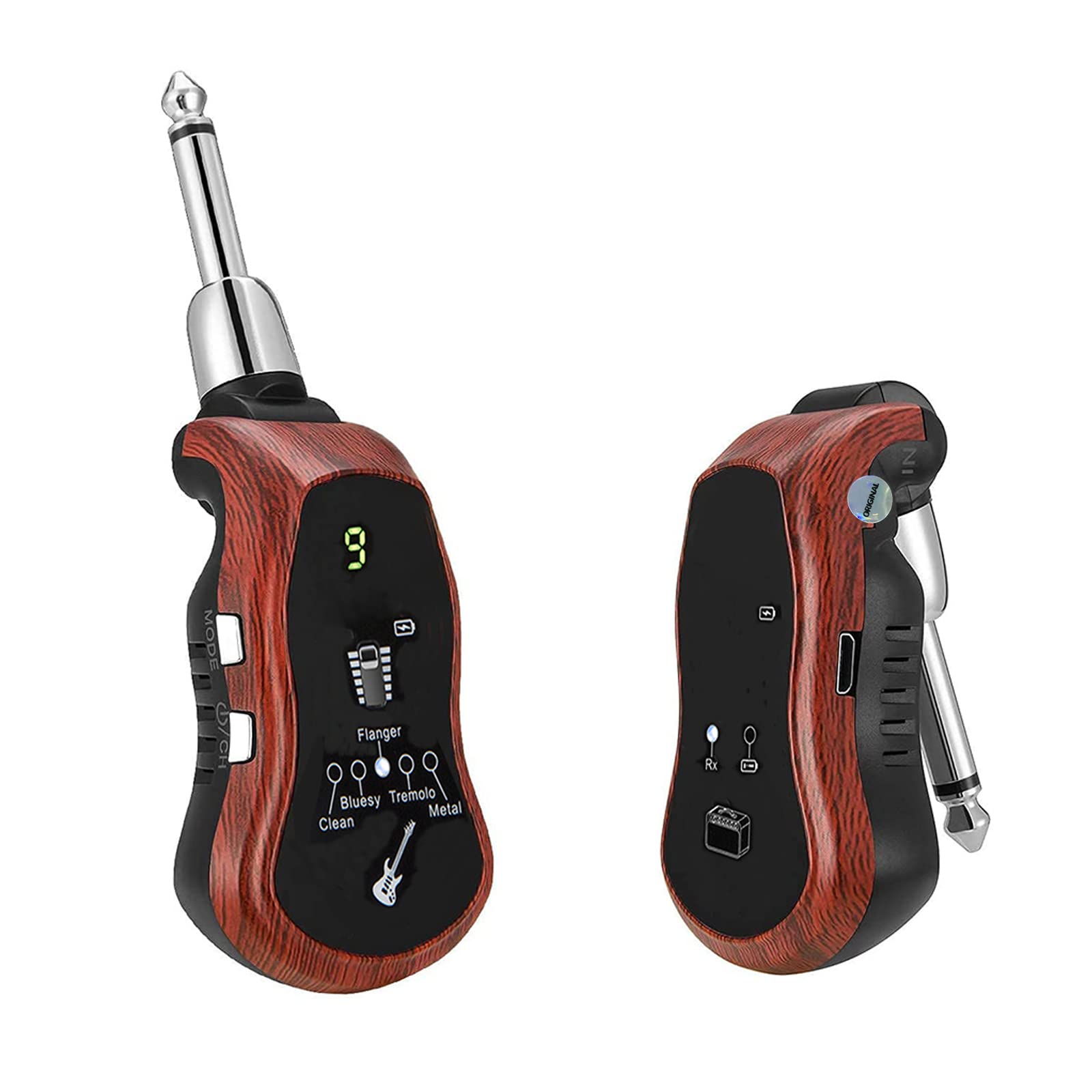 LOCOCO Wireless Guitar System,UHF Guitar Transmitter Receiver 10 Channels, Support 5 Guitar Effects 
