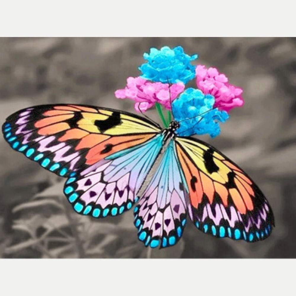 Peinture diamant 5D fleur et papillon broderie point de croix en résine 50x60cm