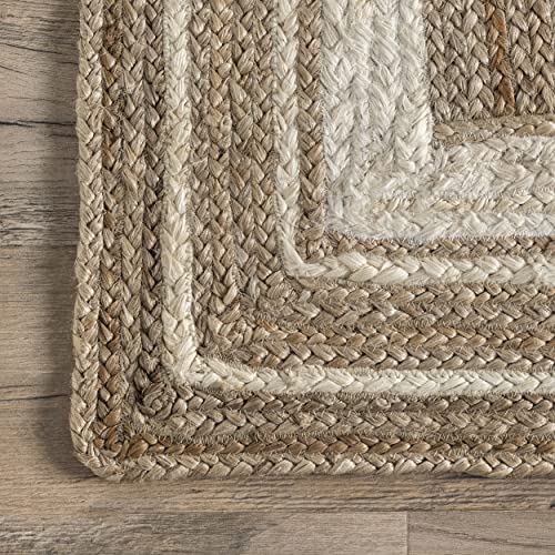 Nuloom Rikki Coastal Braided Jute Runner Rug, 2' 6" X 6', Off White #TOP4